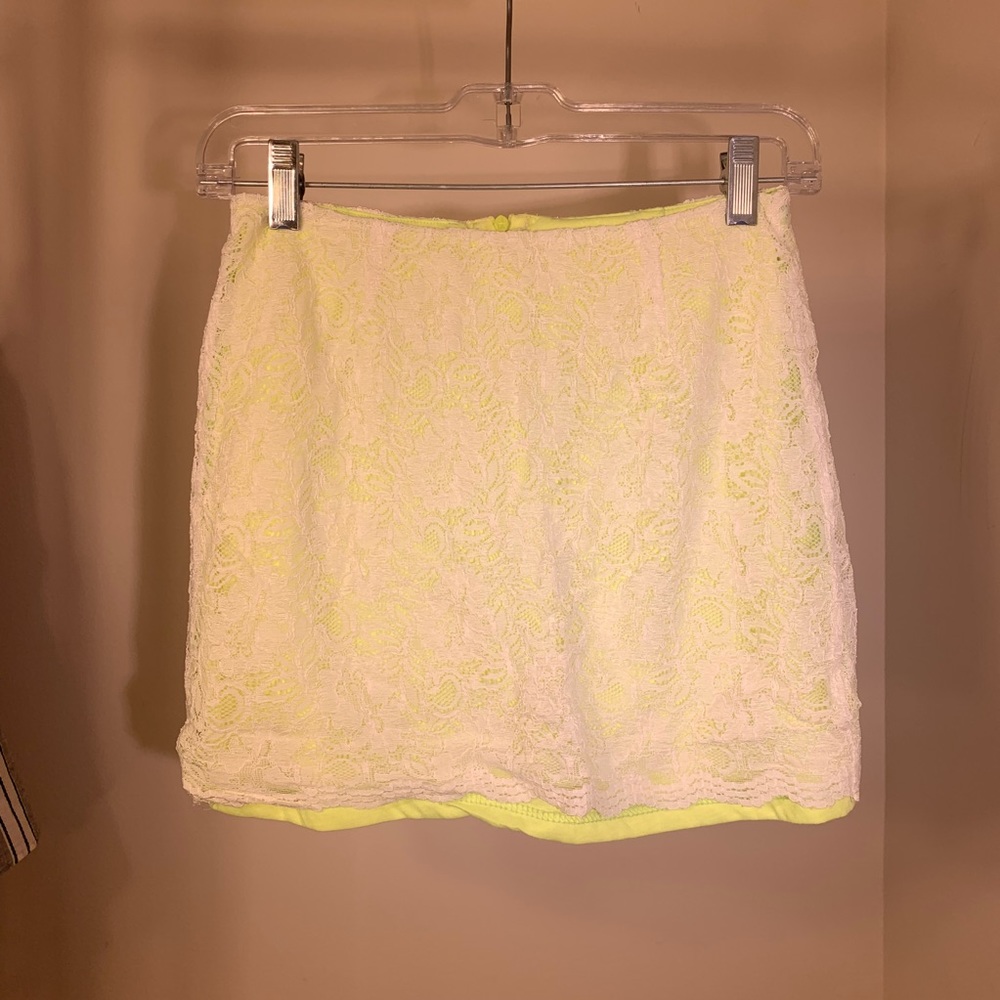 LF Millau White Lace + Neon Miniskirt